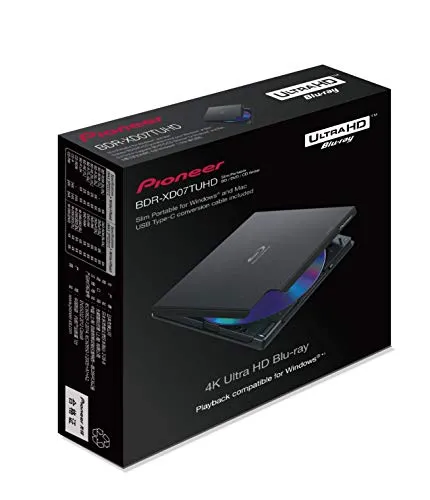PIONEER - Registratore Blu-ray, USB 3.0, 6x/8x/24x, Slimline portatile, nero, Top Load, BDXL, 4K UHD, M-DISC, software, retail