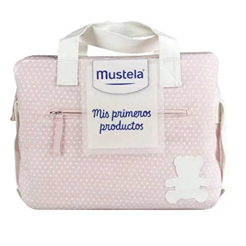 Mustela - Borsa con prodotti per neonato, scritta"Mis primeros productos", colore: Rosa