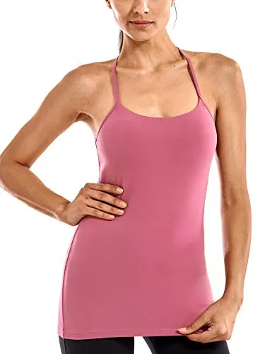 CRZ YOGA Donna Canotta Sportivo Tank Top Racerback con Imbottito Reggiseno Moss Rose 38