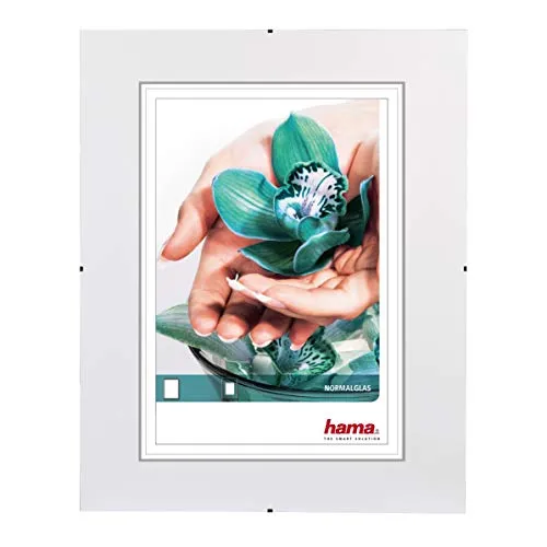 HAMA 63030 Clip-Fix Portafoto senza cornice, Vetro Reflex, Bianco, 30 x 40 cm