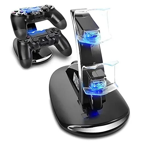 Expresstech @ Caricabatteria Supporto Base Doppio Doppia Alimentazione Stazione di Ricarica con LED per Playstation 4 PS4 PS4 Slim Pro controller Dualshock