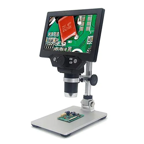 Microscopio digitale professionale elettronico angolo regolabile 12MP 1-1200X zoom continuo,microscopio elettronico con 7 pollici schermo,telecamera,video,LED para saldatura riparazione G1200