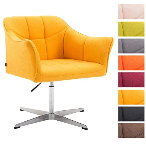 CLP Poltrona Imbottita Lounge Jean in Stoffa I Sedia con Braccioli Girevole E Regolabile 41-54CM, Colore:Giallo