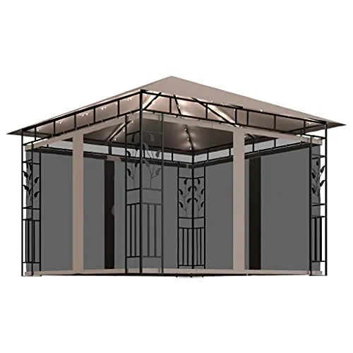 vidaXL Gazebo con Zanzariera Luci LED 3x3x2,73 m Grigio Talpa