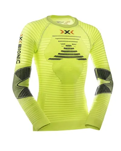 X-Bionic Running Ae Effektor Power Ow Lg_Sl, Maglia Uomo, Verde Lime/Nero, M