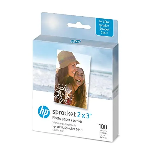 Hp Sprocket Carta Fotografica Adesiva Zink Premium 5X7.6 Cm (100 Fogli) Compatibile Comle Stampanti Fotografiche Hp Sprocket