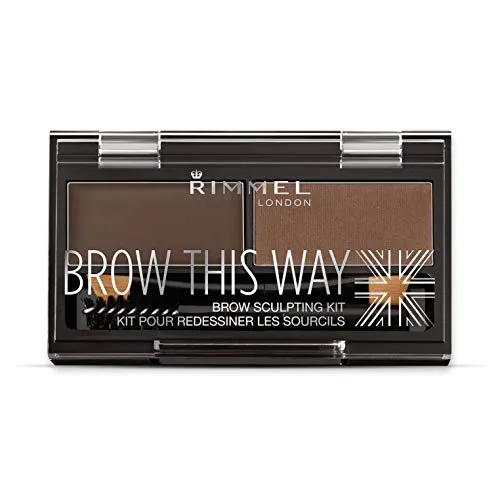 Rimmel London Brow This Way Kit Sopracciglia, Sopracciglia Perfette in 3 Step, Dark Brown, 2.4 g, 003 Dark Brown