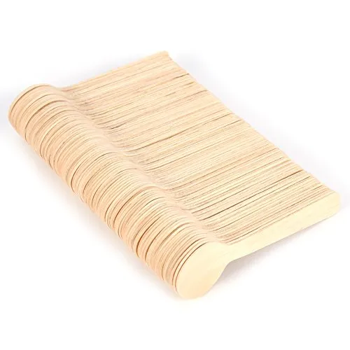 100 Pezzi Cucchiaio in Legno, 10 cm Monouso Posate Cucchiaio Posate Usa e Getta in Legno, Naturale Rotondo Cucchiaio Utensili biodegradabili per festa, campeggio