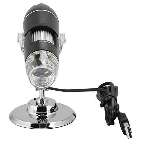 VBESTLIFE Microscopio Digitale USB, Mini Fotocamera Digitale per microscopio 1600X con 8 LED USB 2.0 e Staffa per Windows 2000/XP, Vista, 7/8/10