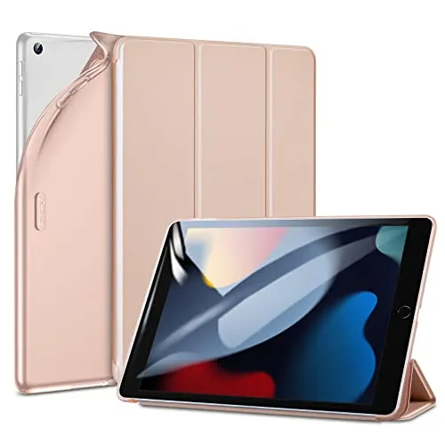 ESR Cover compatibile con iPad 9a gen (2021), 8a gen (2020), 7a gen(2019), Custodia Sottile Protettiva da 10,2”, Retro in TPU Antiurto, Sospensione/Accensione Automatica, serie Rebound, Oro Rosa Opaco