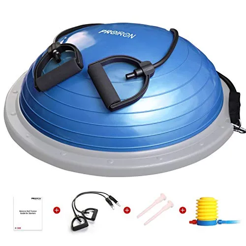 PROIRON Balance Trainer Ball Mezza Palla Ø 60 cm Bosu Ball con Cinghie Laterali e Pompa per Pilates, Yoga, Palestra Domestica,Formazione per Modellare Max. 300 kg