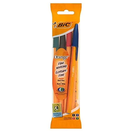 BIC Orange Original Penne a sfera a punta fine (0,8 mm), confezione da 4