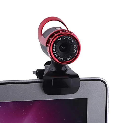 Diyeeni 480P HD Webcam Web,12 MP USB 2.0 PC Fotocamera,Microfono Incorporato,Videocamera con Clip Rotazione a 360 °, Videocamera per Conferenze, Videochiamata,per Desktop, Notebook (Red)