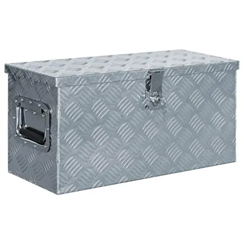 vidaXL Cassetta in Alluminio 61,5x26,5x30 cm Argento Organizer Porta Utensili