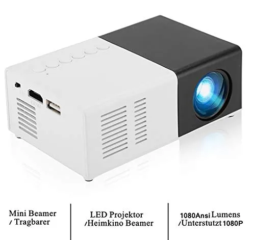 Bewinner Proiettore Video Portatile a LED USB HD Mini Supporto MPG, AV, TS, MOV, MKV, DAT, MP4, VOB, Proiettore Cinema Casa 1080P HDMI, Mini Proiettore Intelligente Multimediale, Regalo di Festa