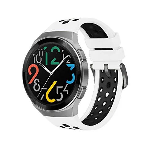 SIKAI CASE Cinturino da Polso nel Silicone Compatibile con Huawei Watch GT 2e 46mm Smart Watch, Cinturini di Ricambio, Braccialetto Quick-Fit, Impermeabile, Traspirante e Sportivo (Bianca Nero)