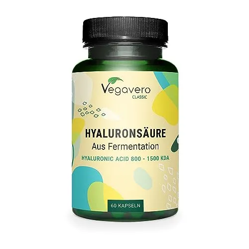 ACIDO IALURONICO Vegavero® | 600 mg | 100% NATURALE: da fermentazione | 800-1500 kDa | 60 capsule | Vegan Hyaluronic Acid