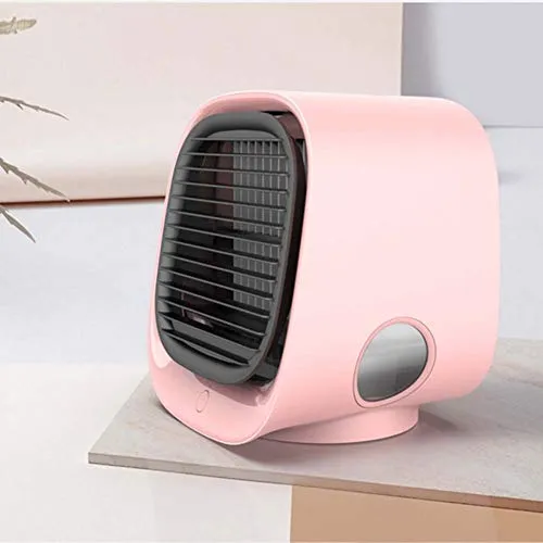 ANJING Mini Raffreddatore d'Aria, USB Condizionatori Portatili Personale Air Cooler Evaporativo Umidificatore Purificatore con 3 velocità 7 Colori Luce per Casa Ufficio,Rosa