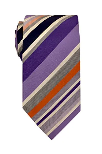 Remo Sartori - Cravatta in Pura Seta A Righe Regimental Multicolor, Made In Italy, Uomo (Taglia Unica, Viola)