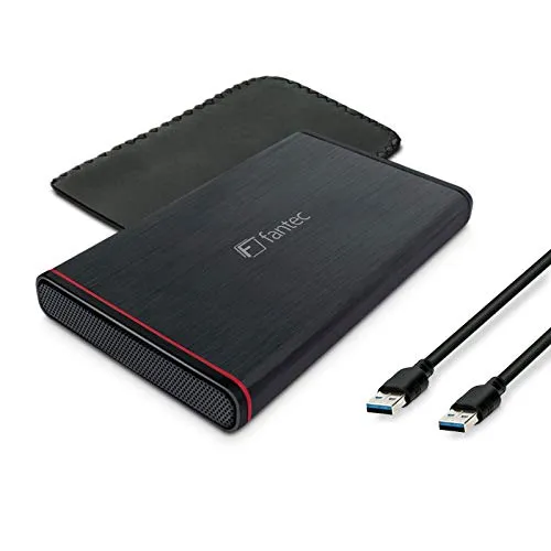 FANTEC 225U3-6G Case per Dischi Rigidi Esterni SATA I/II/III da 6,35cm (2,5") o SSD, Supporta SATA III 6G, USB 3.0 Superspeed, Alloggiamento in Alluminio, Nero