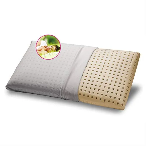 GEEMMA s.r.l. Cuscino 100% Lattice 40x70 cm H12 cm. Guanciale Letto a Modello saponetta con Tessuto in Cotone Sfoderabile e Lavabile. Cuscino Materasso Anallergico – Milk