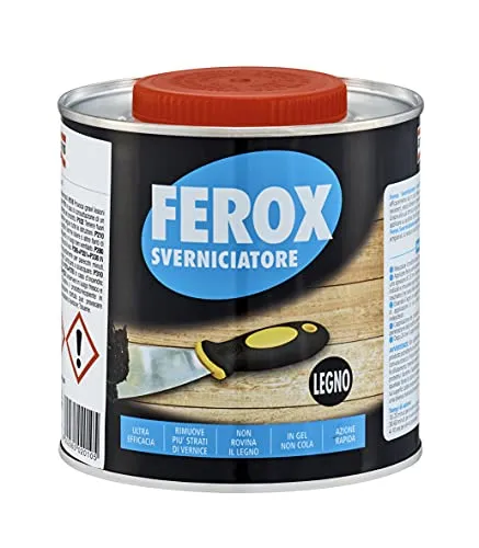 FEROX Sverniciatore Legno 750 ml, Rimuovi Vernice, Formula in gel, non cola, Prodotto per lavori artigianali, Non macchia, Azione rapida, ideale per tutti i tipi di legno, Incolore