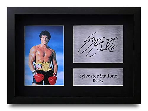 HWC Trading Sylvester Stallone A4 Incorniciato Firmato Regalo Visualizzazione delle Foto Print Immagine Autografo Stampato per Rocky Gli Appassionati di Cinema