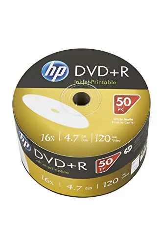 HP – DVD + R 16x, 50 pezzi, adatti per stampanti a getto d’inchiostro