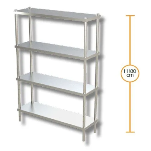 Scaffale 170x40x180 scaffalatura 4 ripiani lisci acciaio inox cucina ristorante pizzeria RS7724