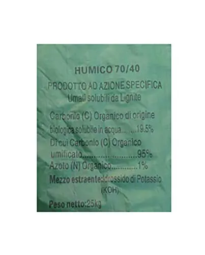 CONCIME HUMICO 70/40 25KG ACIDI UMICI POLVERE UMATI SOLUBILI DA LIGNITE