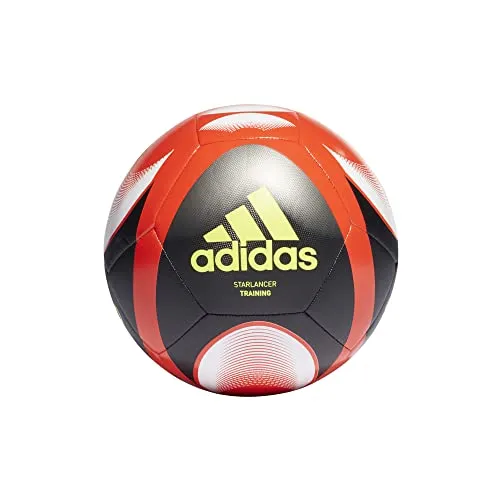 adidas STARLANCER TRN, Pallone da Calcio ricreativo Uomo, Top:Solar Red/Black/Team Solar Yellow/White Bottom:Iron Met, 5