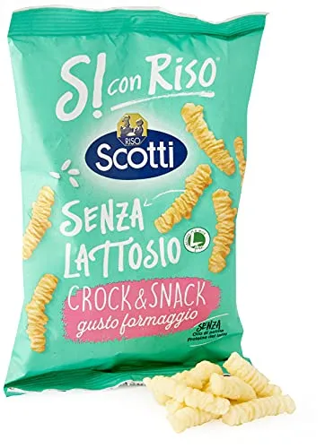 Si con Riso - Crock & Snack Formaggio - Patatine di Riso Senza Lattosio, Senza Glutine - 40 gr