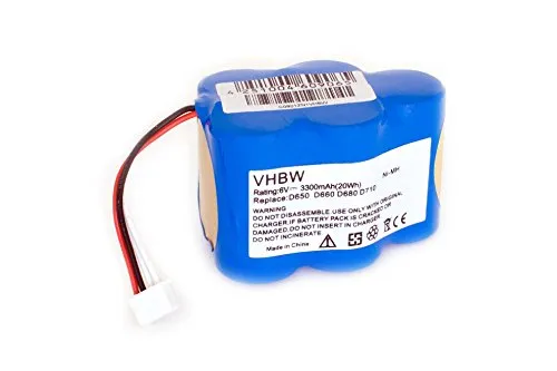 vhbw Ni-MH batteria 3300mAh (6V) per aspirapolvere Ecovacs Deebot D650, D66, D660, D68, D680 come 945-0006, 945-0024, 205-0001, LP43SC3300P5