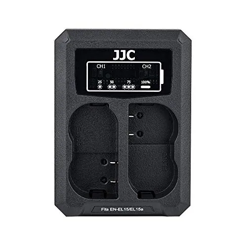 JJC Caricabatteria Doppio USB per Nikon Z7II Z7 Z6II Z6 D850 D780 D750 D610 D600 D500 D7500 D7200 D7100 D7000 D810A D810 D800E D800 Telecamere Sostituisce Nikon EN-EL15/EN-EL15a/EN-EL15b