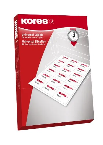 Kores - Confezione di etichette universali, 70 x 36 mm, 100 fogli, colore: bianco