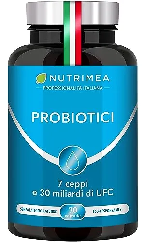 Probiotici | Flora Intestinale e Intima | Complesso di Fermenti Lattici con Vitamina D | 7 Ceppi Batterici | Fino a 30 Miliardi di UFC/giorno | 30 Capsule Gastroresistenti | Nutrimea