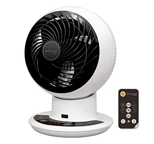 Iris Ohyama, Ventilatore silenzioso, oscillante e ultrapotente con DC Jet Engine e Remote Control - Woozoo - Pcf-SDC15T, White, 25 W, 43 M2, gamma 28 M