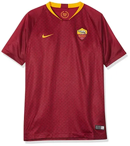 Nike Roma Breathe Stadium Jersey Short-Sleeve Home, T-Shirt Bambini e Ragazzi, Team Red/University Gold/No Sponsor, M