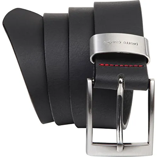 Mens leather belt / Mens belt Pierre Cardin, XXL, black, 70007, Size:125
