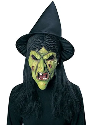 Maschera Halloween Carnevale Adulto Strega Maga Befana verde Rubies *15083