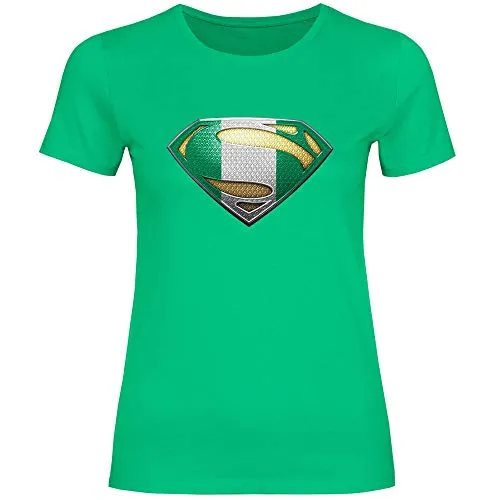 wowshirt T-Shirt Donna Nigeria Bandiera della bandierina Emblema, Taglia:M, Colore:Kelly Green