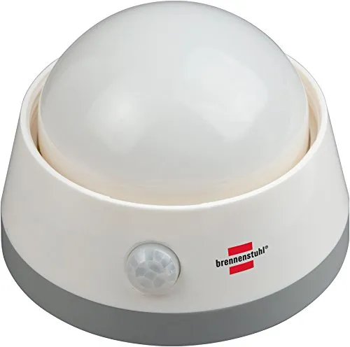 Brennenstuhl 1173290 Lumino da Notte Batteria NLB 02 BS con segnalatore di Movimento ad infrarossi e Interruttore Push 2 LED, Bianco