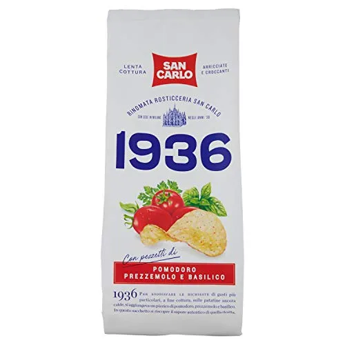 San Carlo Patatine Chips 1936 Antica Ricetta con pomodoro, Prezzemolo e Basilico, 150 g