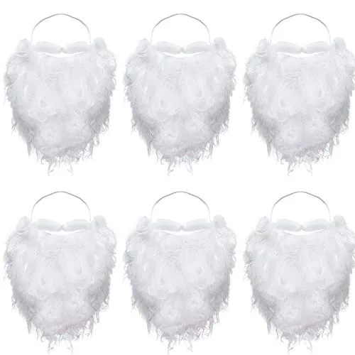 6 Pezzi Divertente Costume da Barba di Babbo Natale Bianco Barba Finta Natale Babbo Natale Barba Costume Accessori per Ragazzi Adulti Travestimento Babbo Natale sulla Festa di Natale