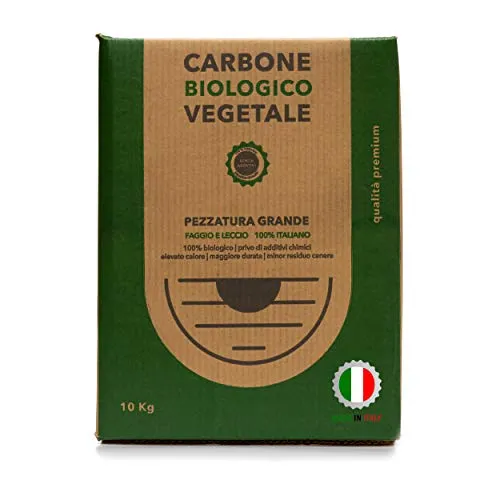 CLASSE ITALY Scatola 10Kg Biologico Vegetale di Legna di Faggio e Leccio Italiano 10 kg | Carbonella/Carbone, Grill, Grigliata InstaGrill o Barbecue da Tavolo Senza Fumo, Nero