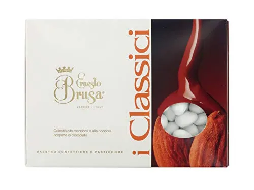 Ernesto Brusa Confetti con Mandorla tostata ricoperta di Cioccolato Fondente, Bianchi - Linea I Classici - 1 kg