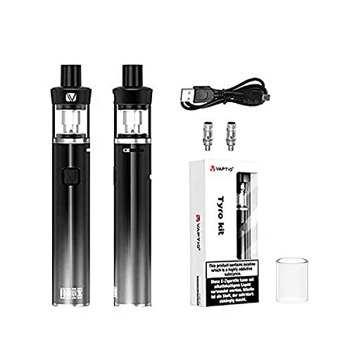 Vaptio TYRO Penna di Svapo Kit con Dual Bobines Cosmo 2.0ml Atomizzatore Kit di Partenza Vaporizzatore No E Liquid, No Nicotine (Nero)