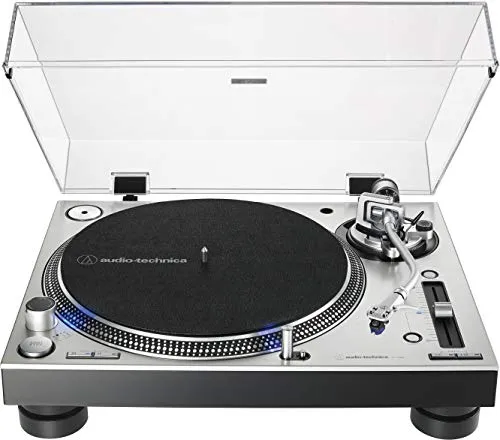 Audio Technica AT-LP140XP-SV Direct-Drive Professional Fully Manual DJ Turntable 33/45/78 RPM Speeds Includes Dust Cover and AT-XP3 DJ cartridge (Silver)