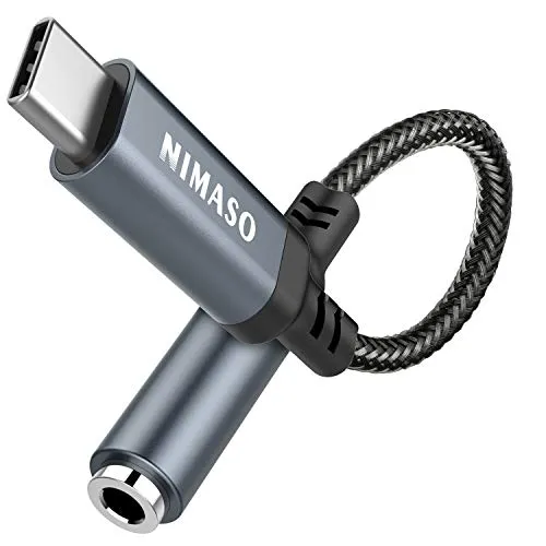 NIMASO Adattatore USB C a Jack 3.5mm, Adattatore Jack USB C Audio Aux in Kevlar Tessuto per Google Pixel 2/3/2XL/3XL,Huawei P40/P30/P20 Pro,Mate10/20 Pro, S20/S20 Ultra/Note10,Xiaomi 8/NOTE 3,HTC U11