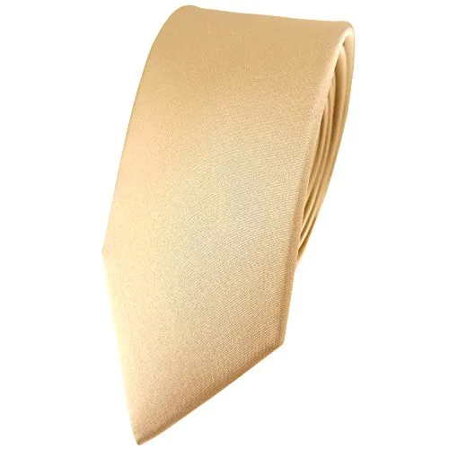 TigerTie - stretto cravatta di seta in raso - beige oro bronzo monocromatico Uni - Cravatta 100% seta